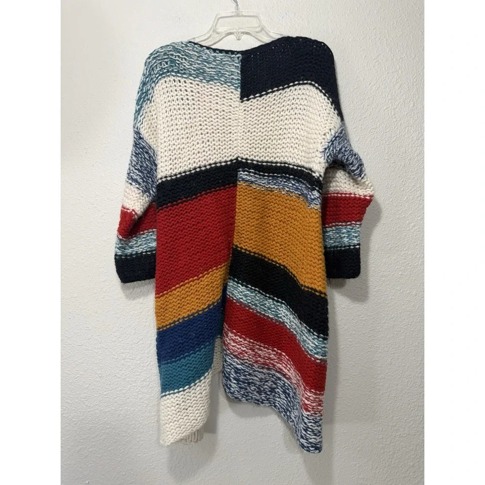 Sundance L Wool Blend Cardigan Crochet Boho Colorful Chic Country Open Oversized - Picture 3 of 7